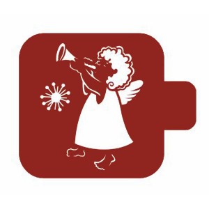 Трафарет М9Нг-027 "Ангелочек с трубой и снежинка" Event Design, 9х9 см Трафарет М9Нг-027 "Ангелочек с трубой и снежинка" Event Design, 9х9 см